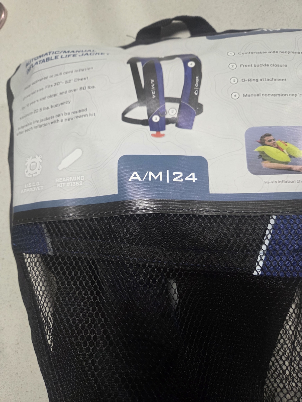Onyx Blue and Black Inflatable Life Jacket Vest